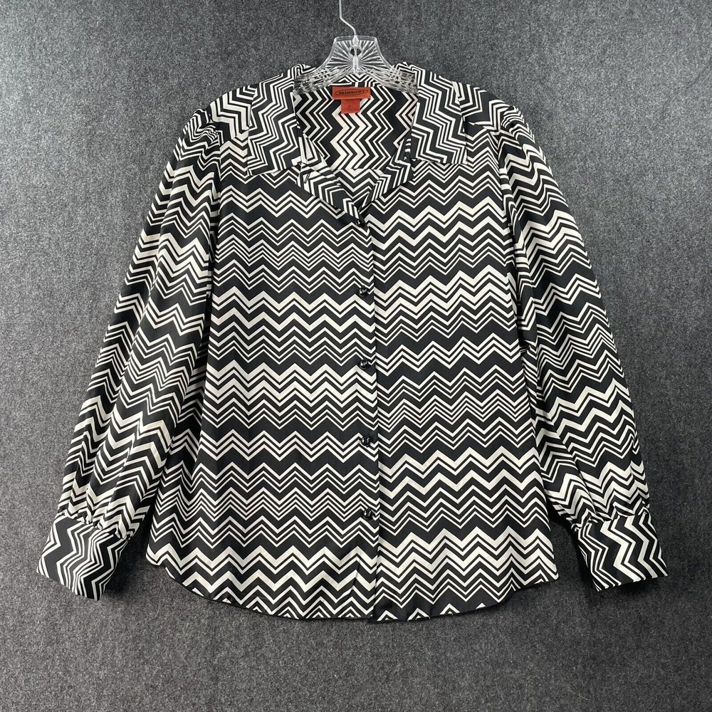 Missoni for Target Blouse Black & White Zig Zag/Chevron Button Down Size XL EUC